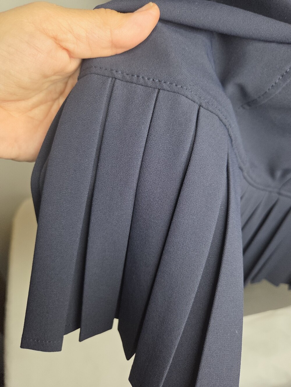 cinq a sept Size 10 "Lucilla Dress"Navy Button-Front  Dress with Pleated Hem - Picture 8 of 10